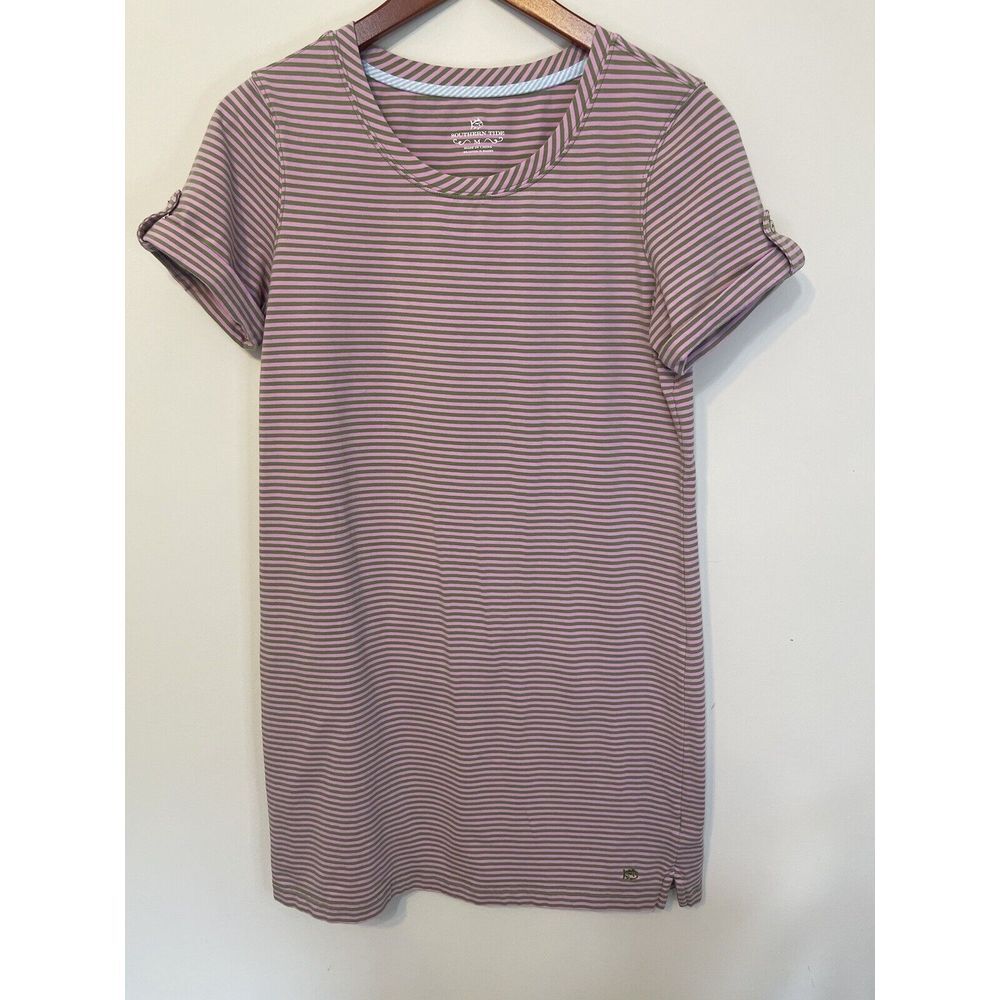 Southern Tide Women's Athletic Dress Pink‎ Stripe Stretch Cotton Spandex Golf M